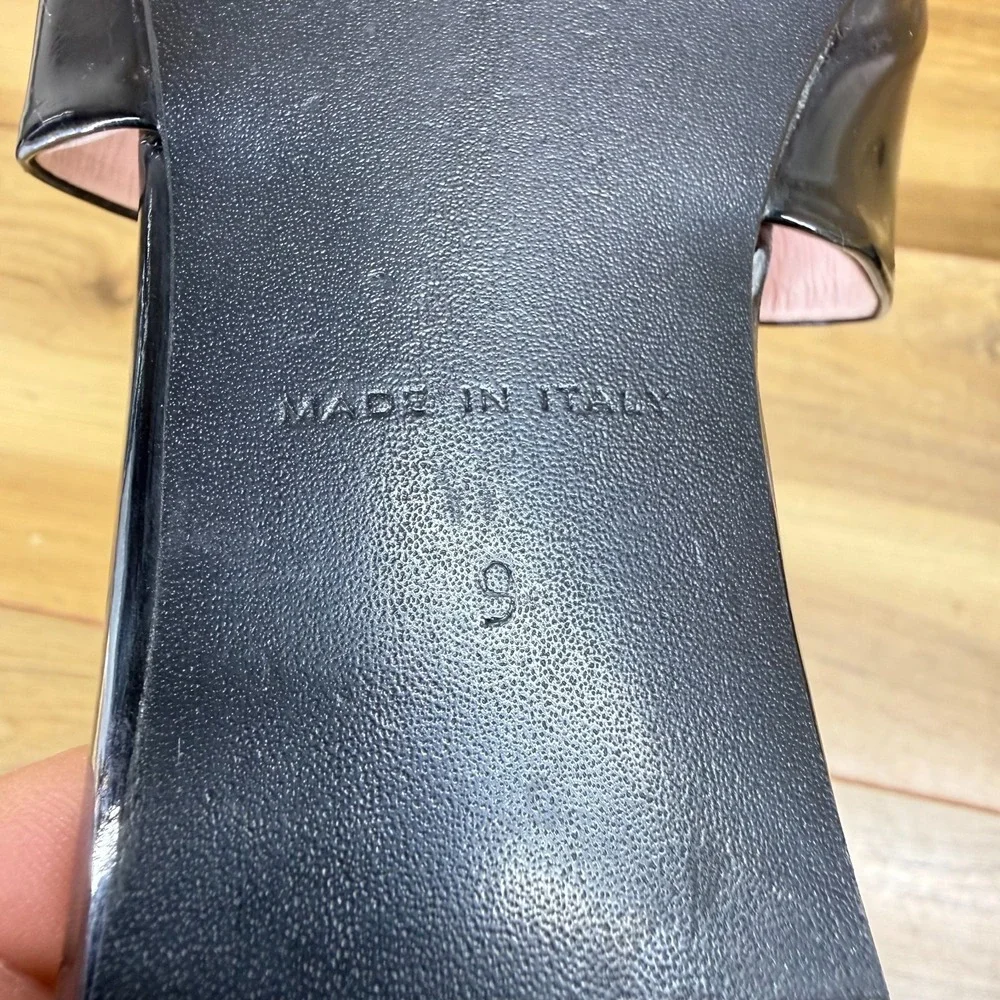 Everlane The Boss Pointed Toe Mule 9 Black Patent Leather Flat Minimalist Modern